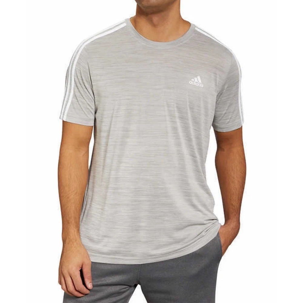 NEW Adidas Men's Aeroready S,M,XL Tech T-Shirt Crew Neck‎ Primegreen Grey White